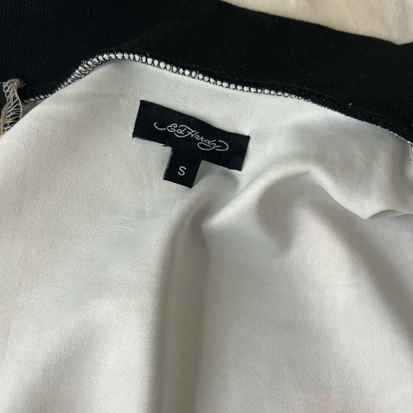 New ED HARDY SHRUNKEN CROPPED FLASHBOARD BLACK TRACK JACKET -WOMENS SMALL - Picture 12 of 14